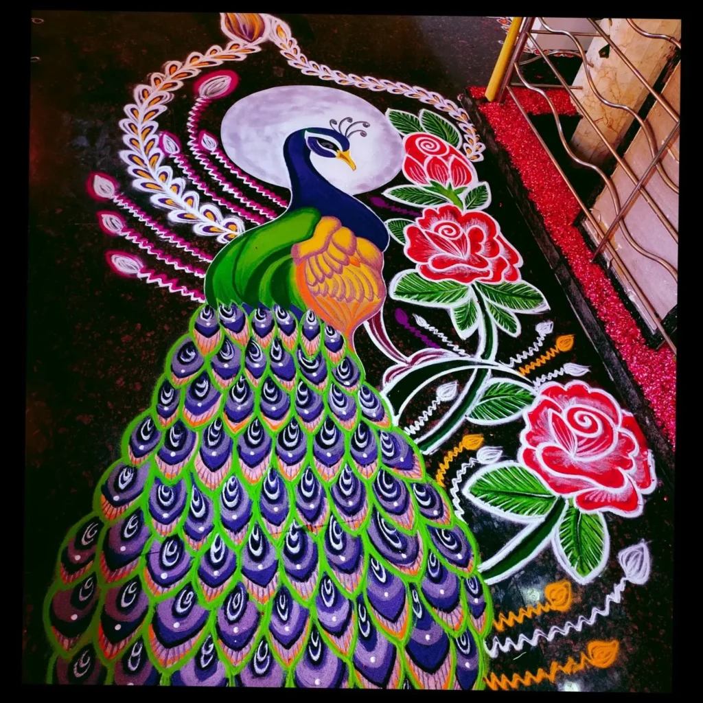 Latest Peacock Rangoli Designs