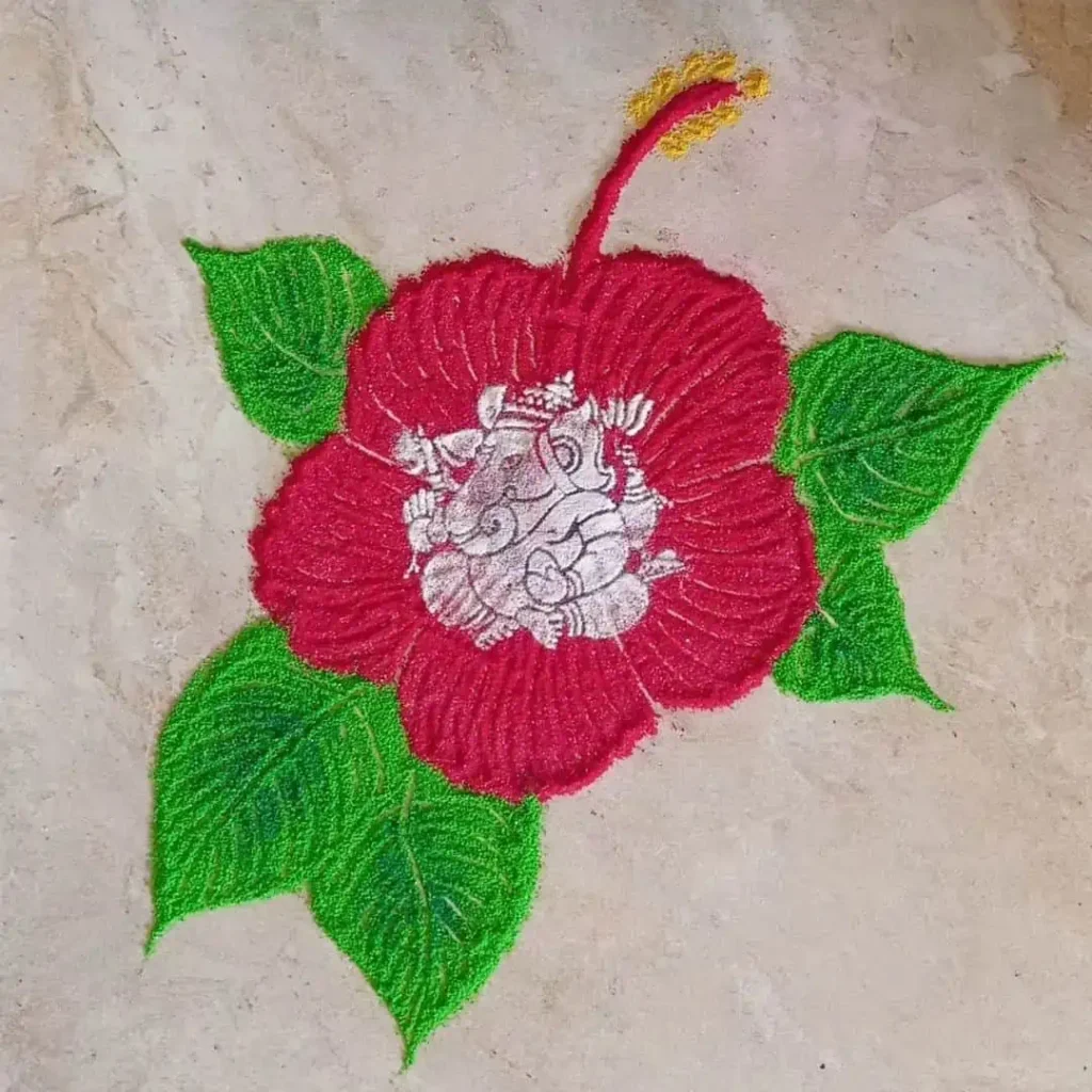 Simple Free Hand Flower Rangoli Designs