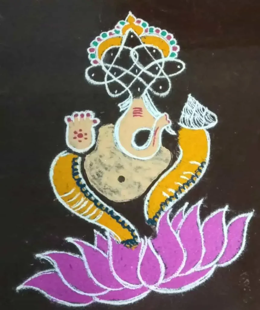 Simple Free Hand Flower Rangoli Designs