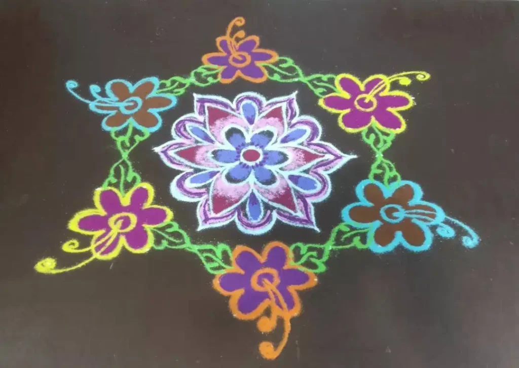 Simple Free Hand Flower Rangoli Designs