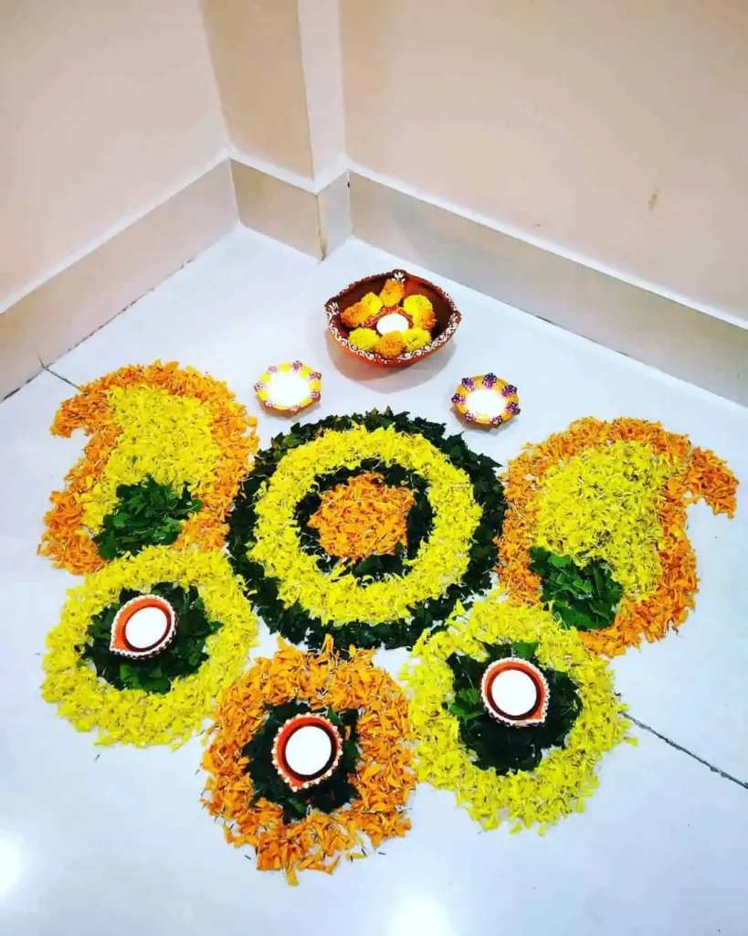 Flower Rangoli Designs Simple and Easy