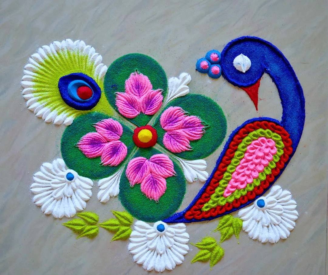 Acrylic Rangoli In Festivals With Jewel Stone/ Kundan Of Peacock Shape For  Decor | eBay